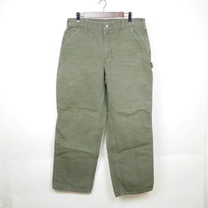 CARHARTT Men's 36 - Green olive cargo canvas pants jeans DUNGAREE FIT vintage